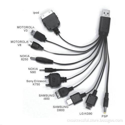 10 in 1 Cable for iPhone4s/Samsung/HTC/Blackberry (BD-CB19)